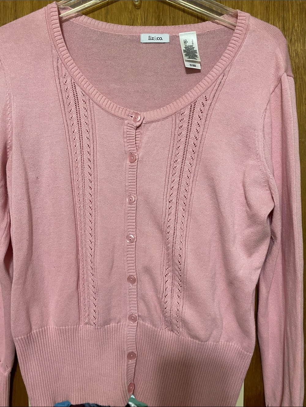 liz & co. Rose Pink Button-Up Knit Cardigan